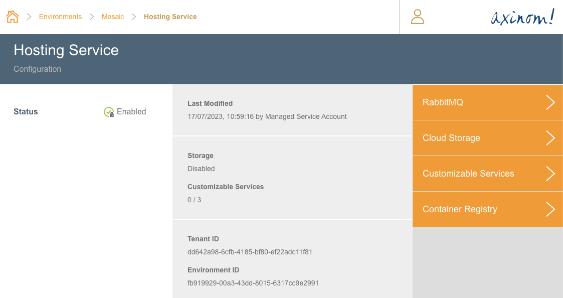 hosting service config