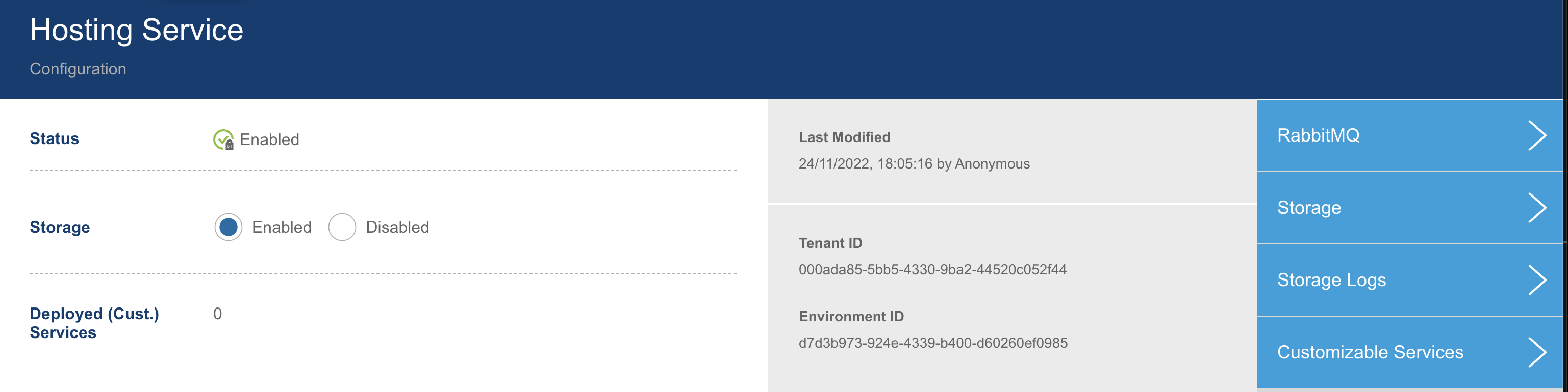 Hosting Service Configuration