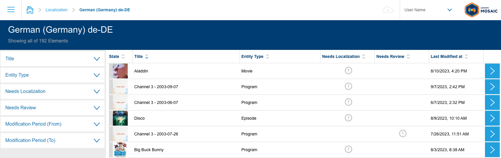 localizable entity explorer